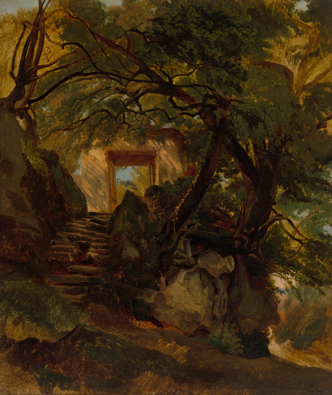 Schodiště v parku Villa Chigi di Ariccia od Alexandre Calame