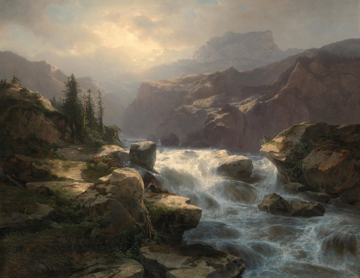 Vodopád Handeck u Grimselu od Alexandre Calame