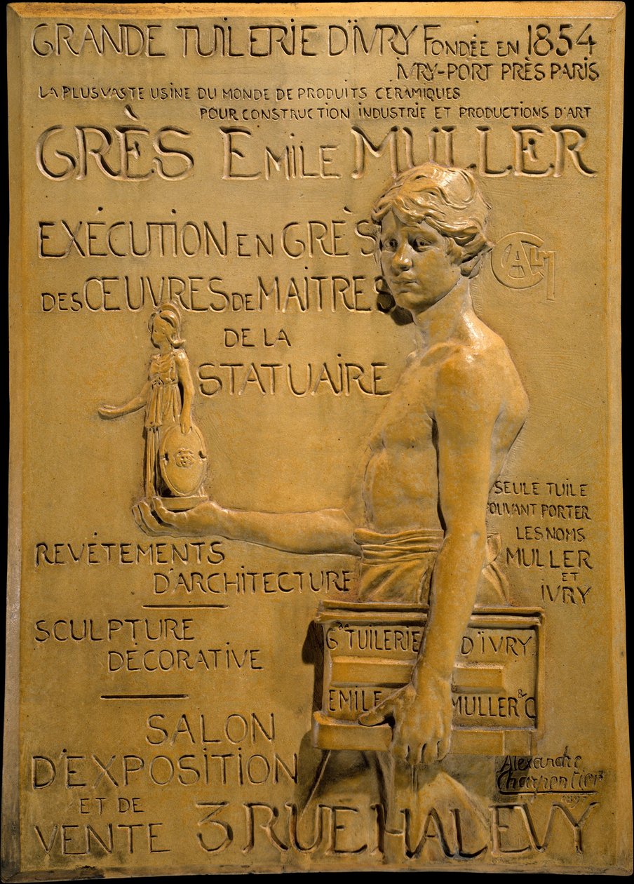 Reklama na manufakturu Muller Stoneware od Alexandre Charpentier