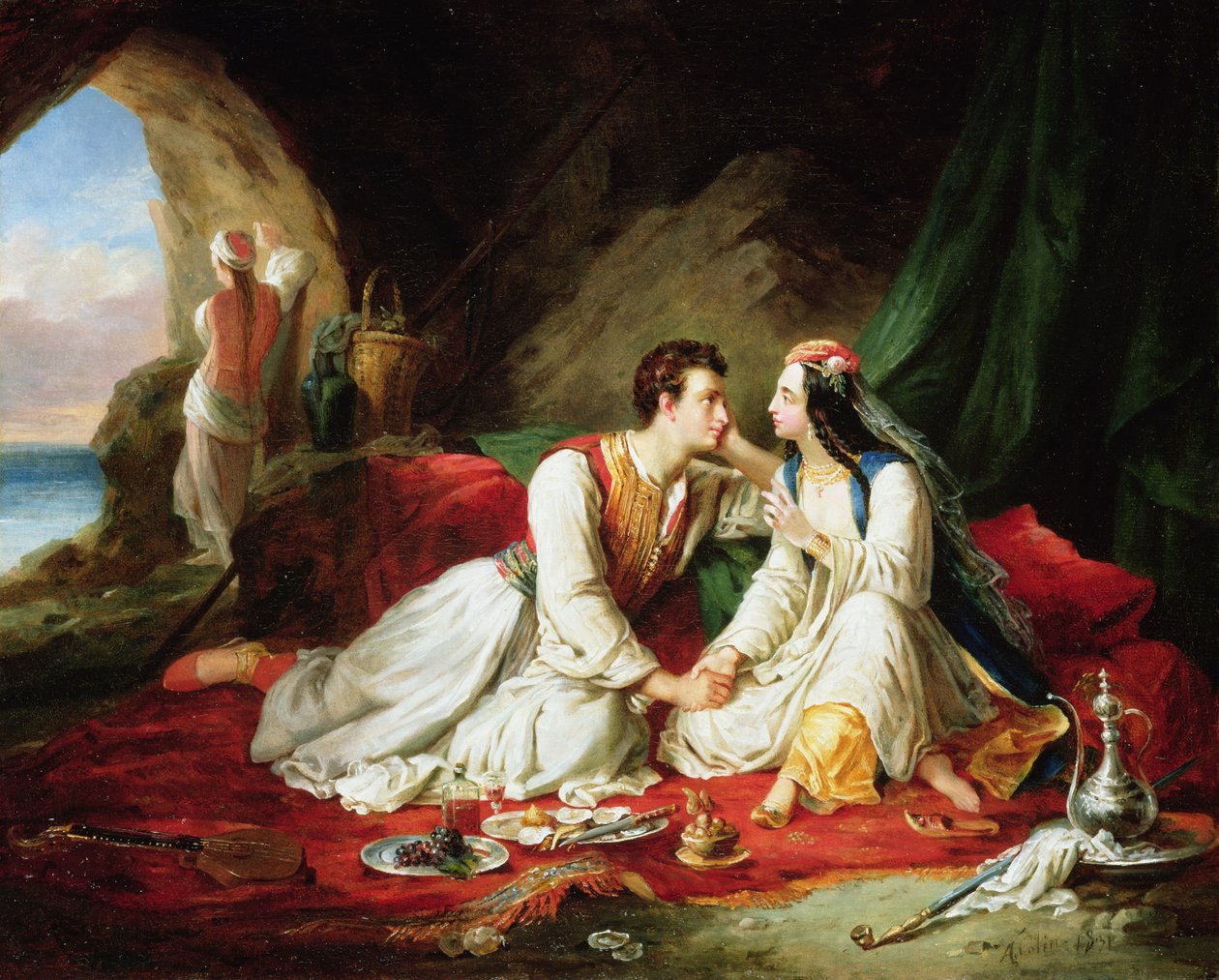 Byron jako Don Juan, s Haidee, 1831 od Alexandre Colin