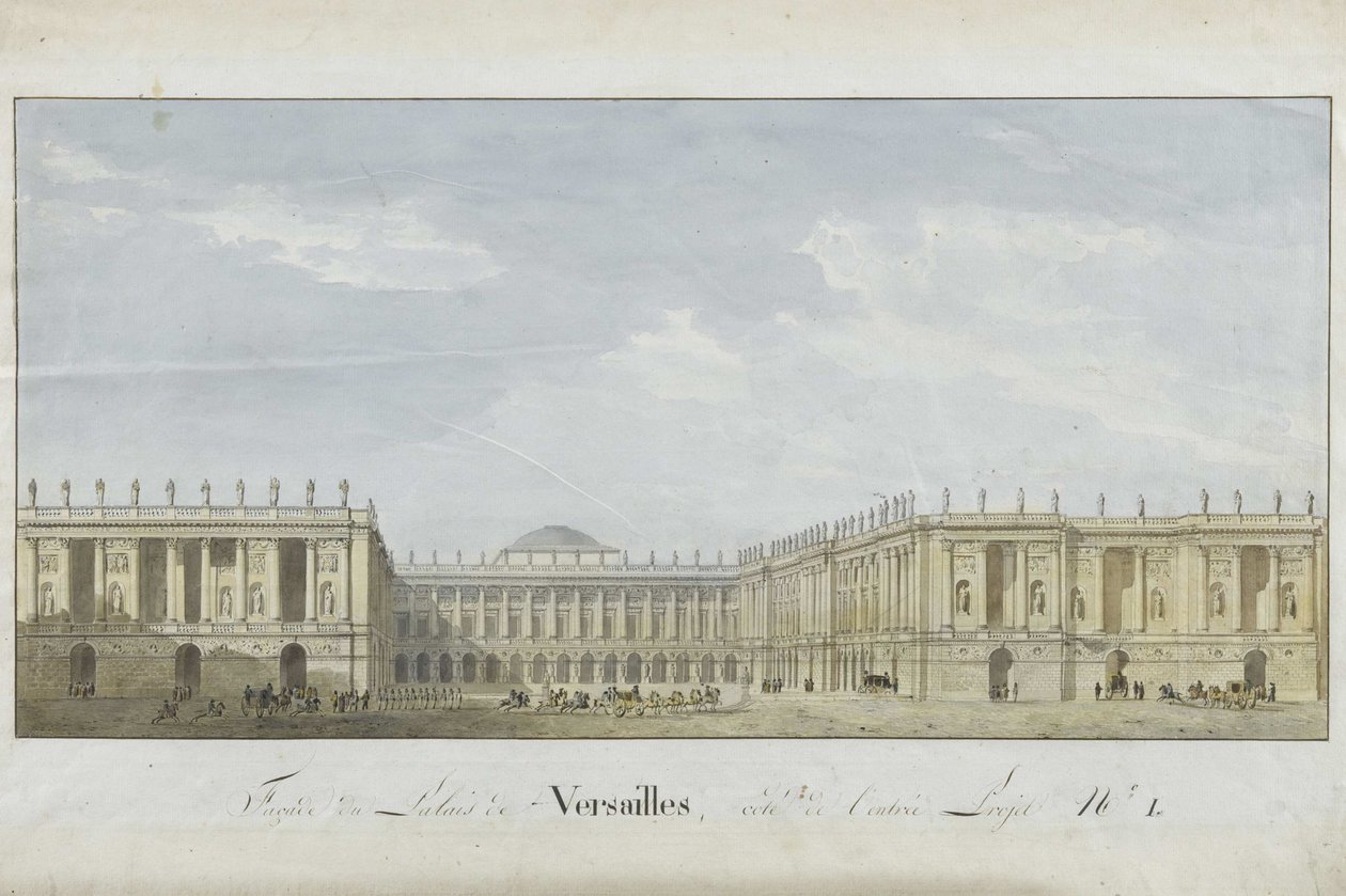 Projekt fasády paláce ve Versailles na vstupní straně, 1811-1813. od Alexandre Dufour