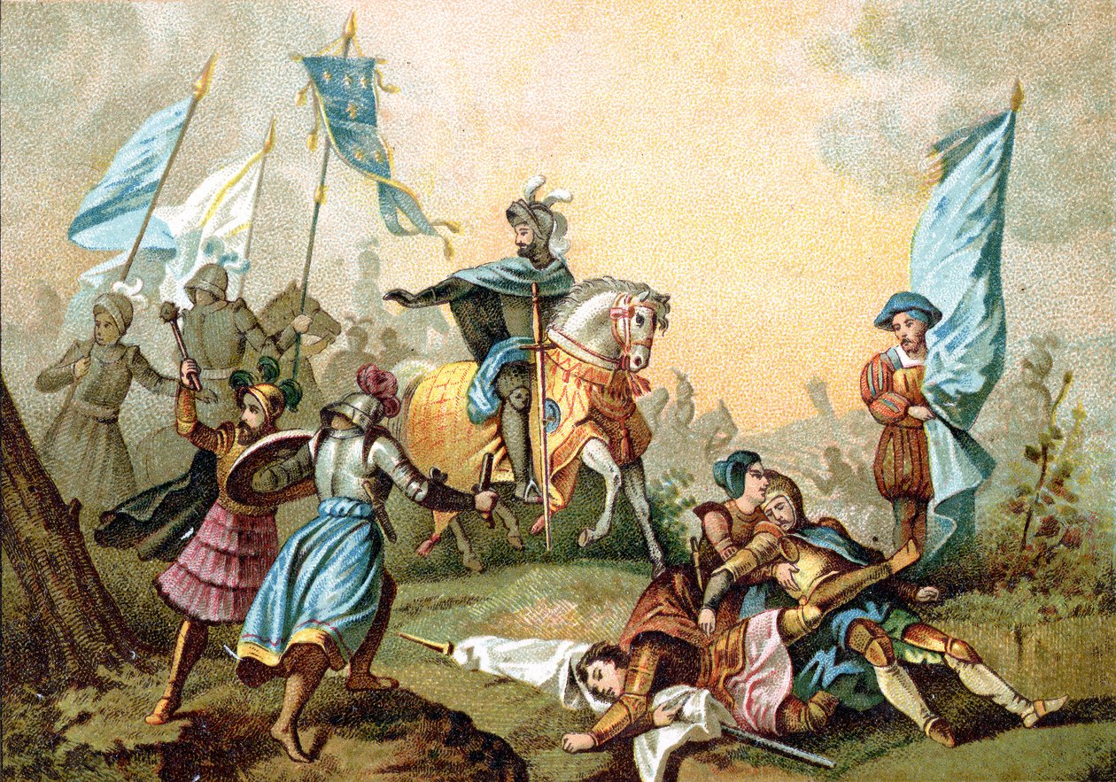 František I. Francouzský v bitvě u Marignana od Alexandre Evariste (after) Fragonard