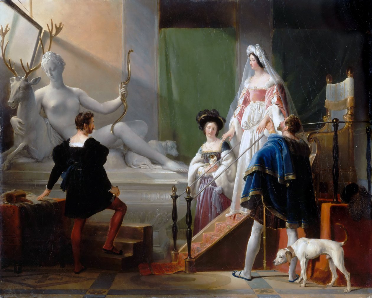Diane de Poitiers na návštěvě u Jeana Goujona od Alexandre Evariste Fragonard