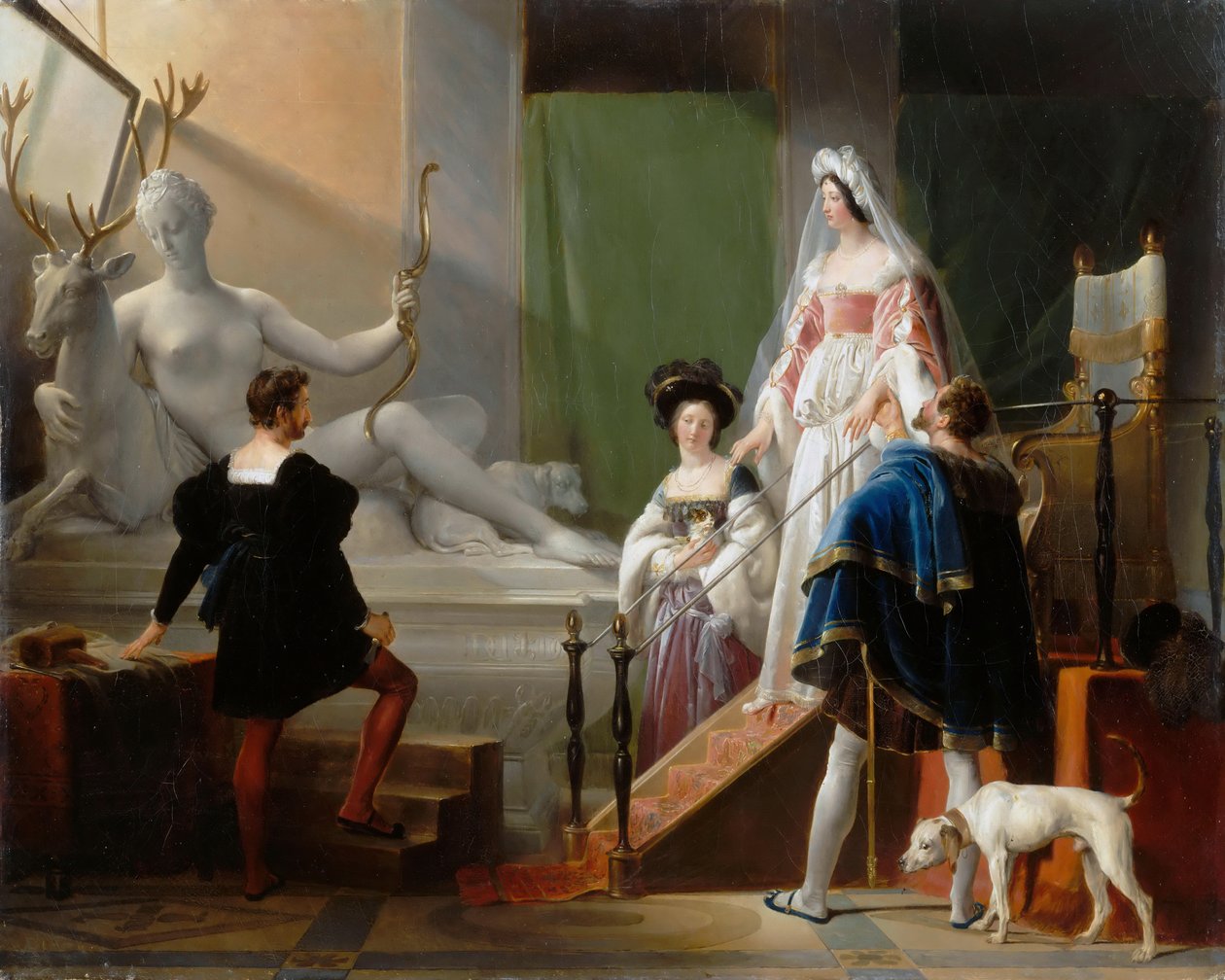 Diane de Poitiers na návštěvě u Jeana Goujona od Alexandre Evariste Fragonard