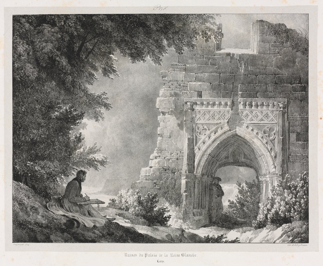 Malebné a romantické cesty ve staré Francii: Ruiny paláce Bílé královny od Alexandre Evariste Fragonard
