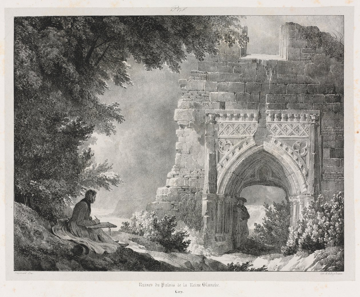 Malebné a romantické cesty ve staré Francii: Ruiny paláce Bílé královny, 1824. od Alexandre Evariste Fragonard