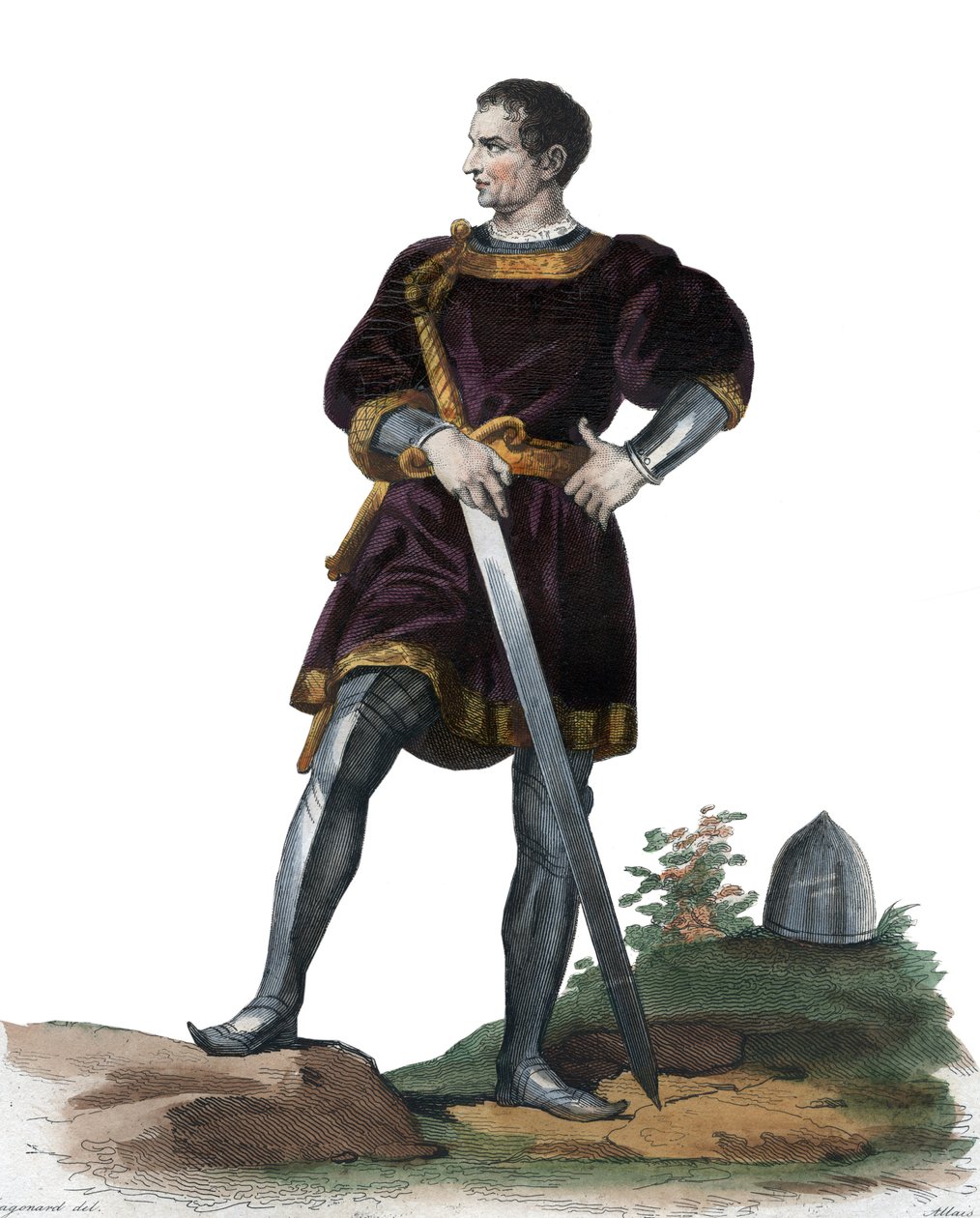 Portrét Oliviera V. od Clissona (1336-1407), francouzského konstábla. ilustrace z „“The French Plutarch”” od Edmonda Mennecheta od Alexandre Evariste Fragonard