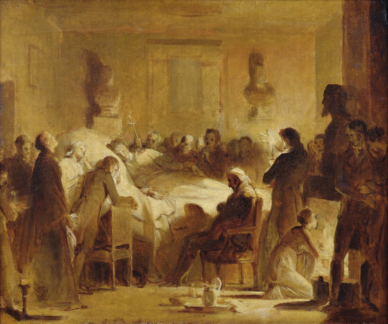 Poslední okamžiky Karla-Ferdinanda Francouzského (1778-1820) v administrativní místnosti pařížské opery, 14. února 1820, 1820-50 od Alexandre Evariste Fragonard