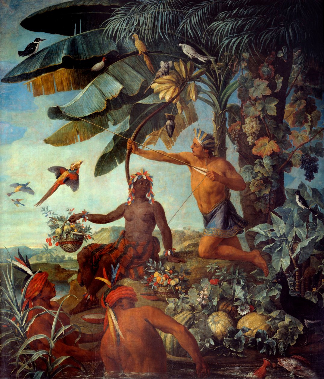 Indiánští rybáři a lovci Obraz Francoise Desportese (1661-1743) 18. století Sun. 1,73x3,43 m Marseille, musee des Beaux Arts - Indický lovec a rybář. Obraz Francoise Desportese (1661-1743) od Alexandre Francois Desportes
