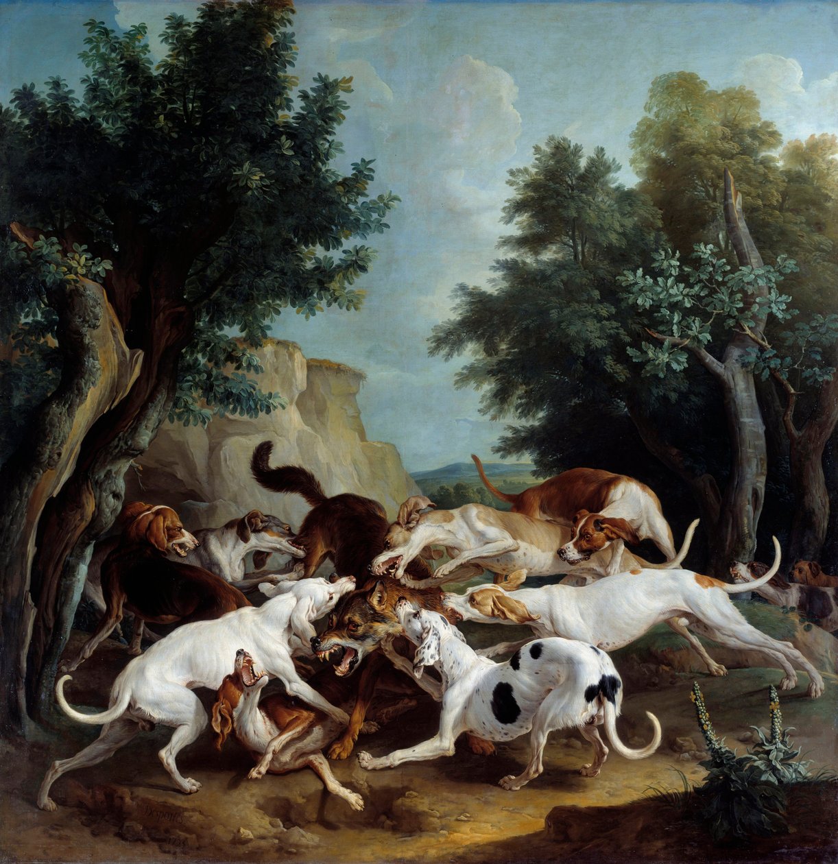 Wolf Hunt Malba Francoise Desportese (1661-1743) 1725 Ne. 3,36x3,32 m sob, Musee des Beaux Arts od Alexandre Francois Desportes