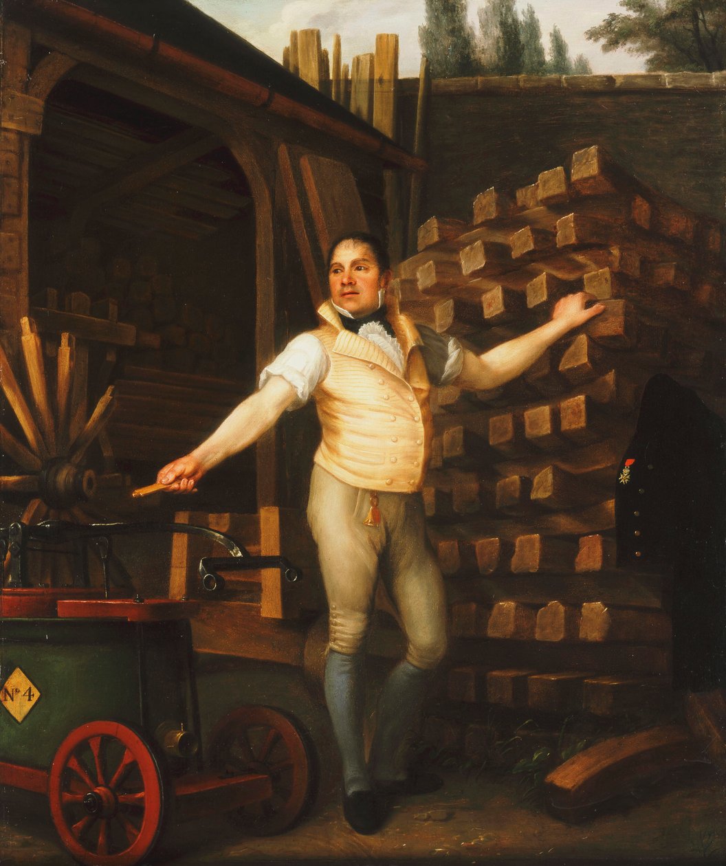 Kolář s hasičským motorem na dvoře, 1812 od Alexandre François Louis de Girardin