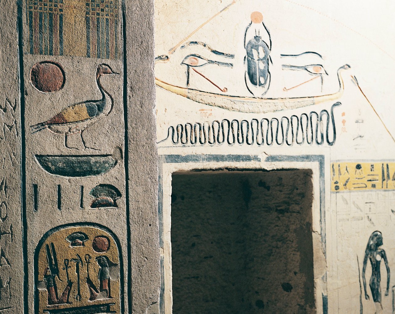 Egypt, starověké Théby, Luxor, Údolí králů, hrobka Ramsese IX., detail průchodu od Nicolas Toussaint Charlet