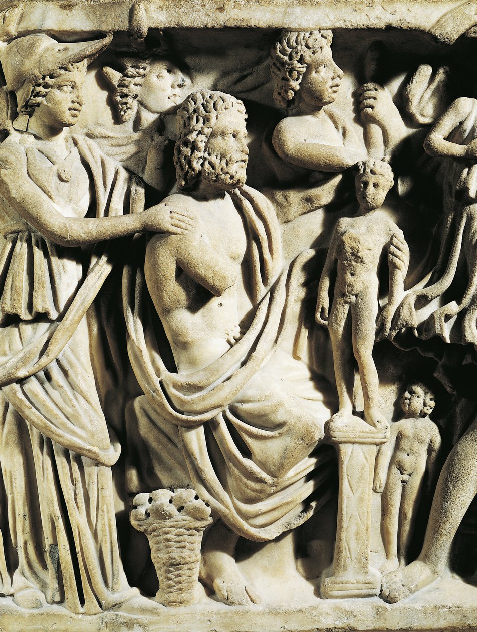 Mramorový sarkofág, Reliéf zobrazující mýtus o Prométheovi, Detail, Athéna pomáhá Prométheovi, když vytváří lidi, Z Arles od Nicolas Toussaint Charlet