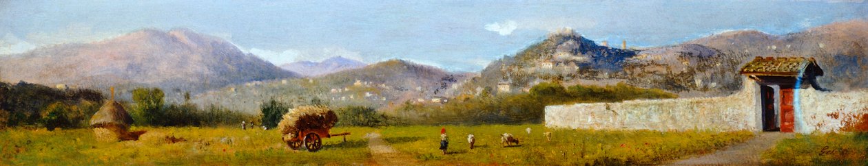 Toskánská krajina od Lorenza Gelatiho (1824-1893), olej na kartonu od Nicolas Toussaint Charlet