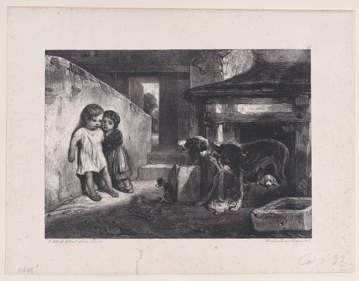 Děti vystrašené vrčícím psem, ze série Lovecké scény, 1829. od Alexandre Gabriel Decamps