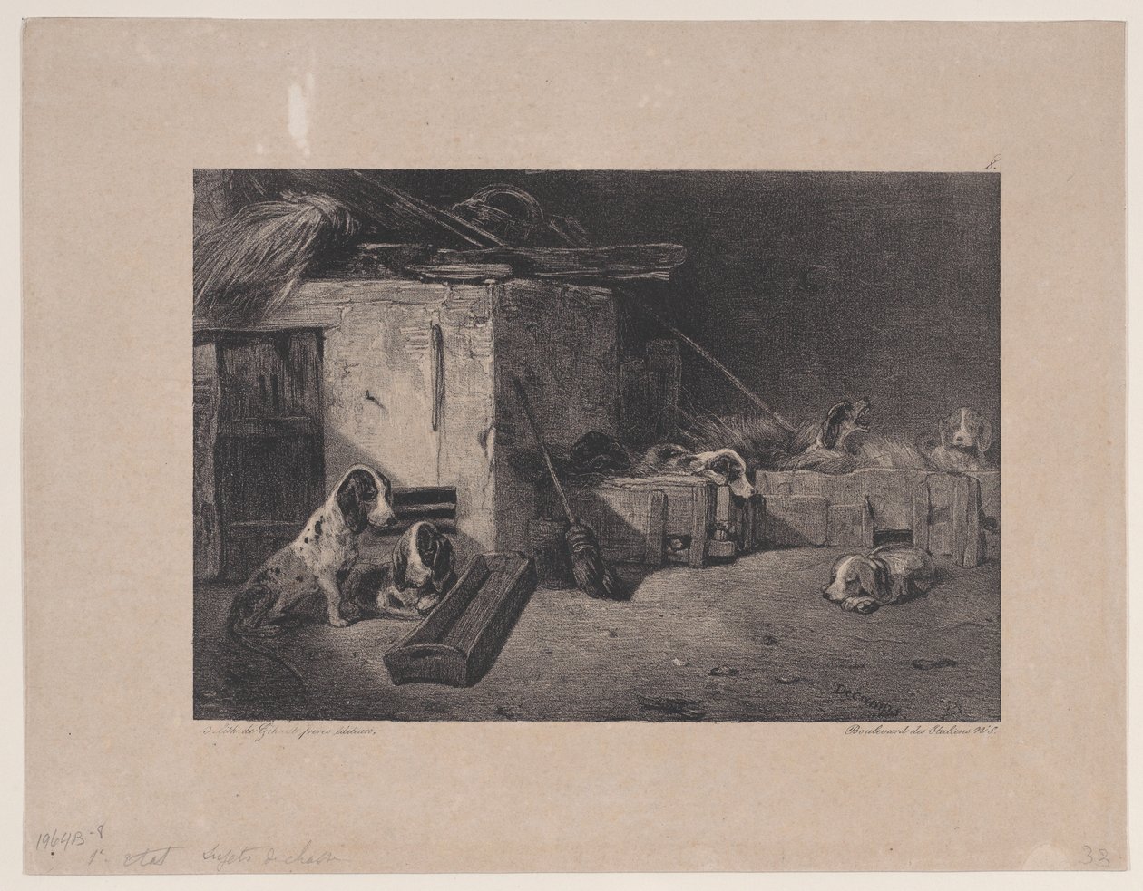 Interiér chovatelské stanice, ze série Hunting Scenes, 1829. od Alexandre Gabriel Decamps