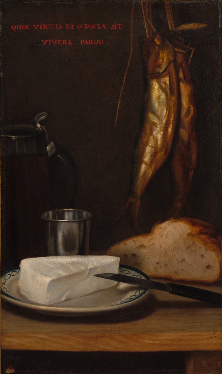 Zátiší s sledě, chlebem a sýrem, 1858. od Alexandre Gabriel Decamps