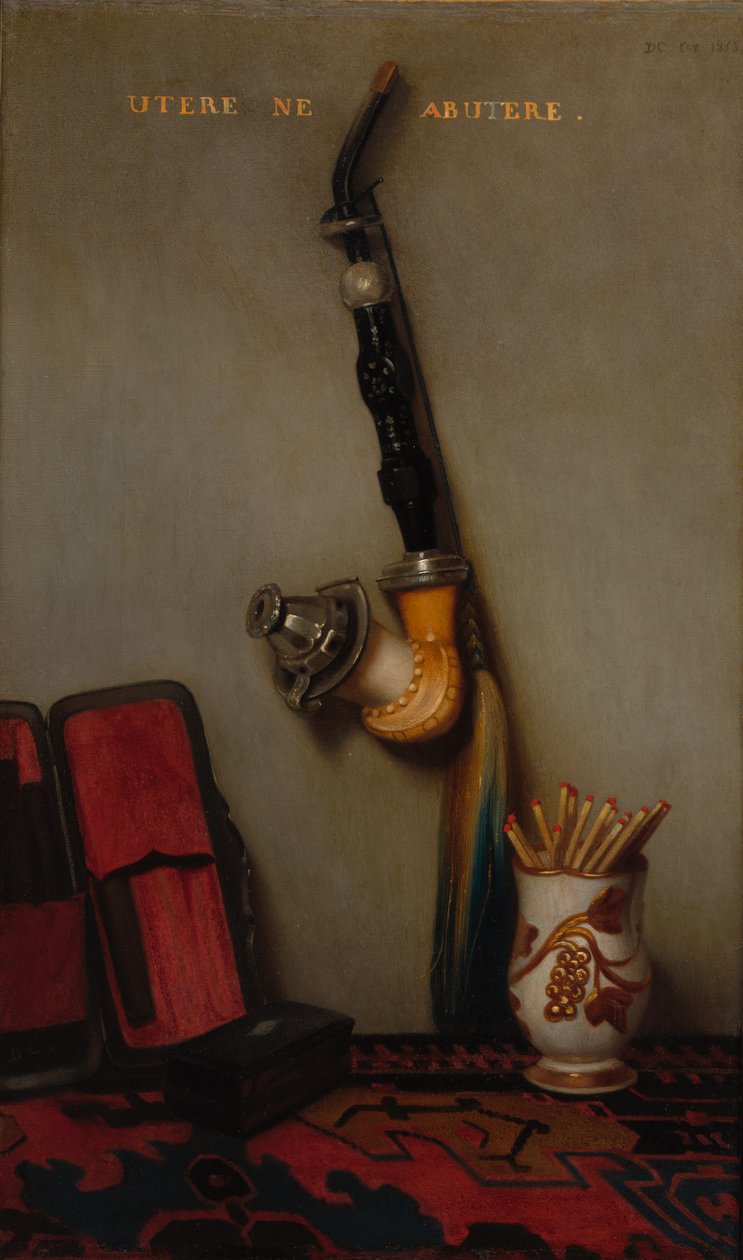 Zátiší s dýmkou a zápalkami a Zátiší s párem sledě, chléb a sýr, 1858. od Alexandre Gabriel Decamps