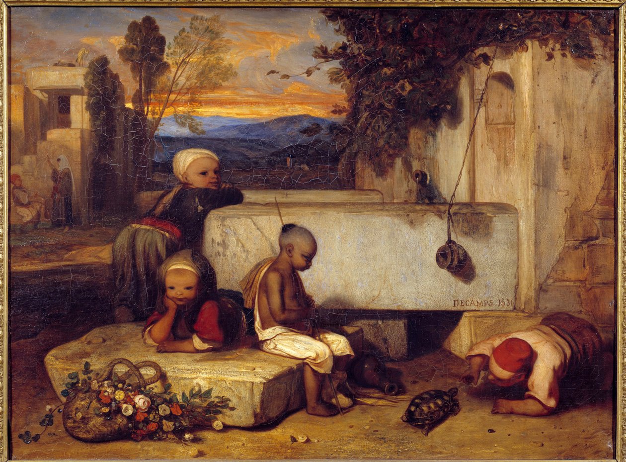 Turecké děti si hrají s želvou Malba Alexandra Gabriela Decampse (1803-1860) 1836 Sun. 0,72x0,91 m Chantilly, Musee Conde od Alexandre Gabriel Decamps