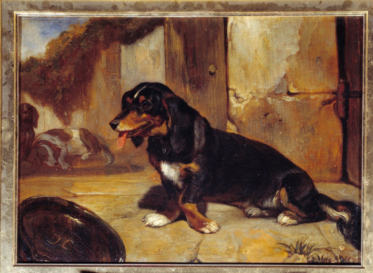 Baset „“Lovné psy v klidu“” Malba Alexandra Gabriela Decampse (1803-1860) 1834 Rozměr 0,48x0,35 m Paříž, muzeum Louvre od Alexandre Gabriel Decamps