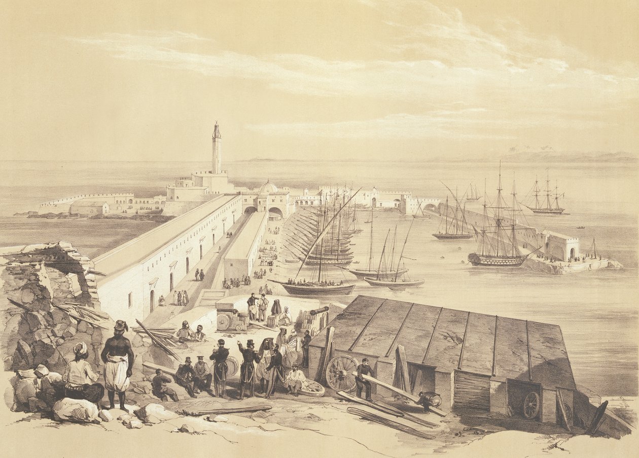 Port and Pier of Algiers, ze svazku připomínajícího francouzské expediční síly, které dobyly Alžír v roce 1830, vyryl Adolphe Jean-Baptiste Bayot (1810-66) od Alexandre Genet