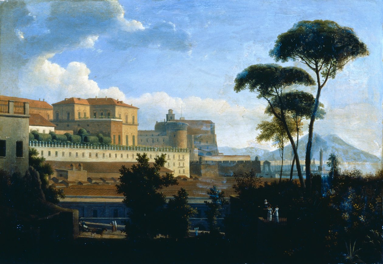 Královský palác v Neapoli při pohledu ze Svaté Lucie od Alexandre Hyacinthe Dunouy