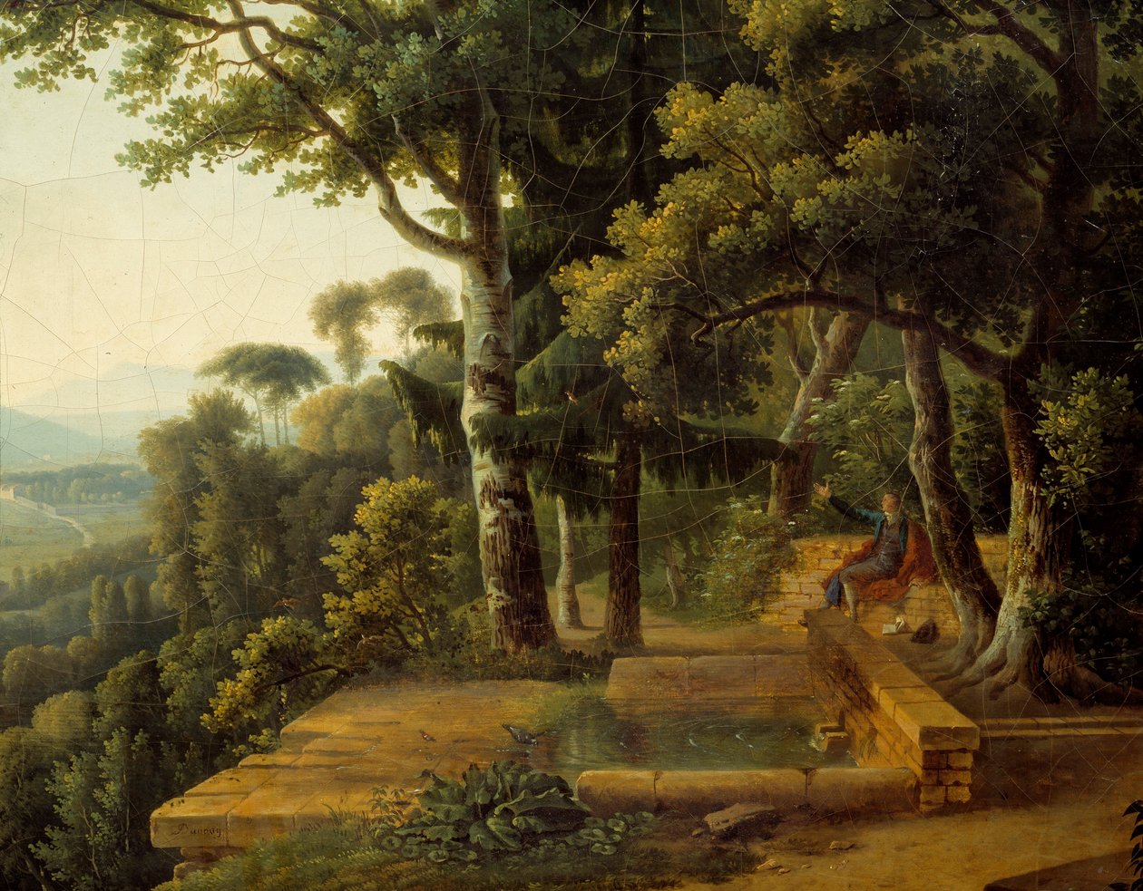 Filosof Jean Jacques Rousseau (1712-1778) meditující v roce 1770 v Parc de la Rochecordon poblíž Lyonu Detail. Obraz Alexandre Hyacinthe Dunouy (1757-1841) od Alexandre Hyacinthe Dunouy