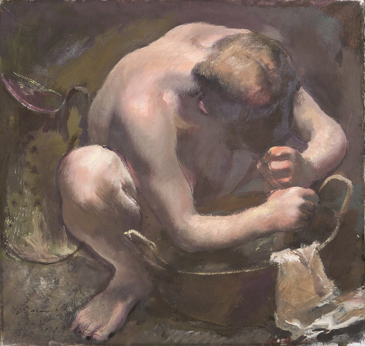 Model mytí vlasů, 1929 (tempera na plátně) od Alexandre Jacovleff
