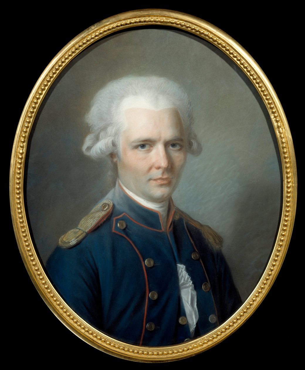 Portrét francouzského spisovatele Pierra Choderlose de Laclose (1741-1803) Pastelový obraz připisovaný Aleksanderu Kucharskému (1741-1819). Slunce 18. století. 0,55x0,45 m Amiens, musee de l
