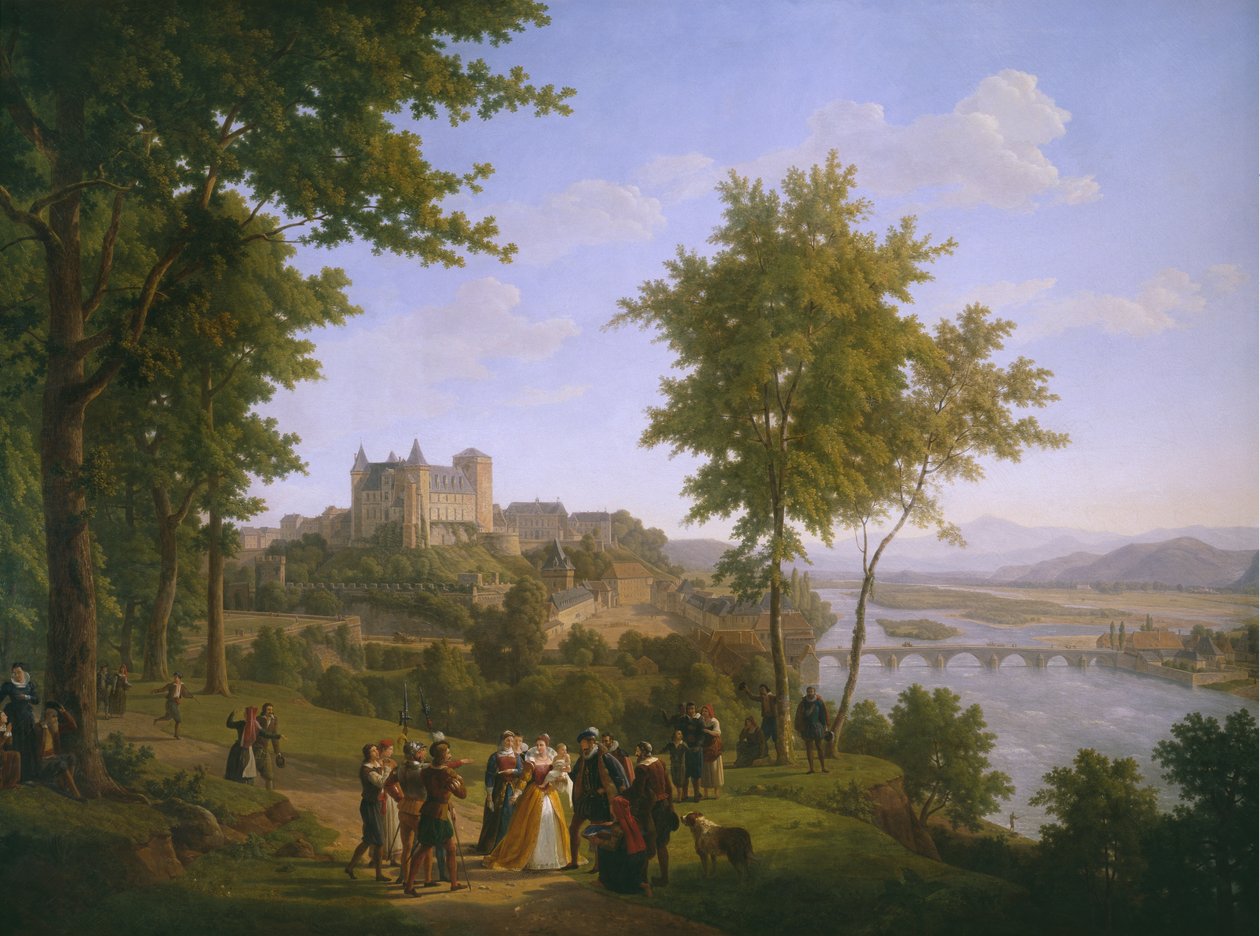 Pohled na královský hrad Pau, kde se 13. prosince 1553 narodil francouzský a navarrský král Jindřich IV. (1553-1610) (viz také 346176) od Alexandre Louis Robert Millin du Perreux