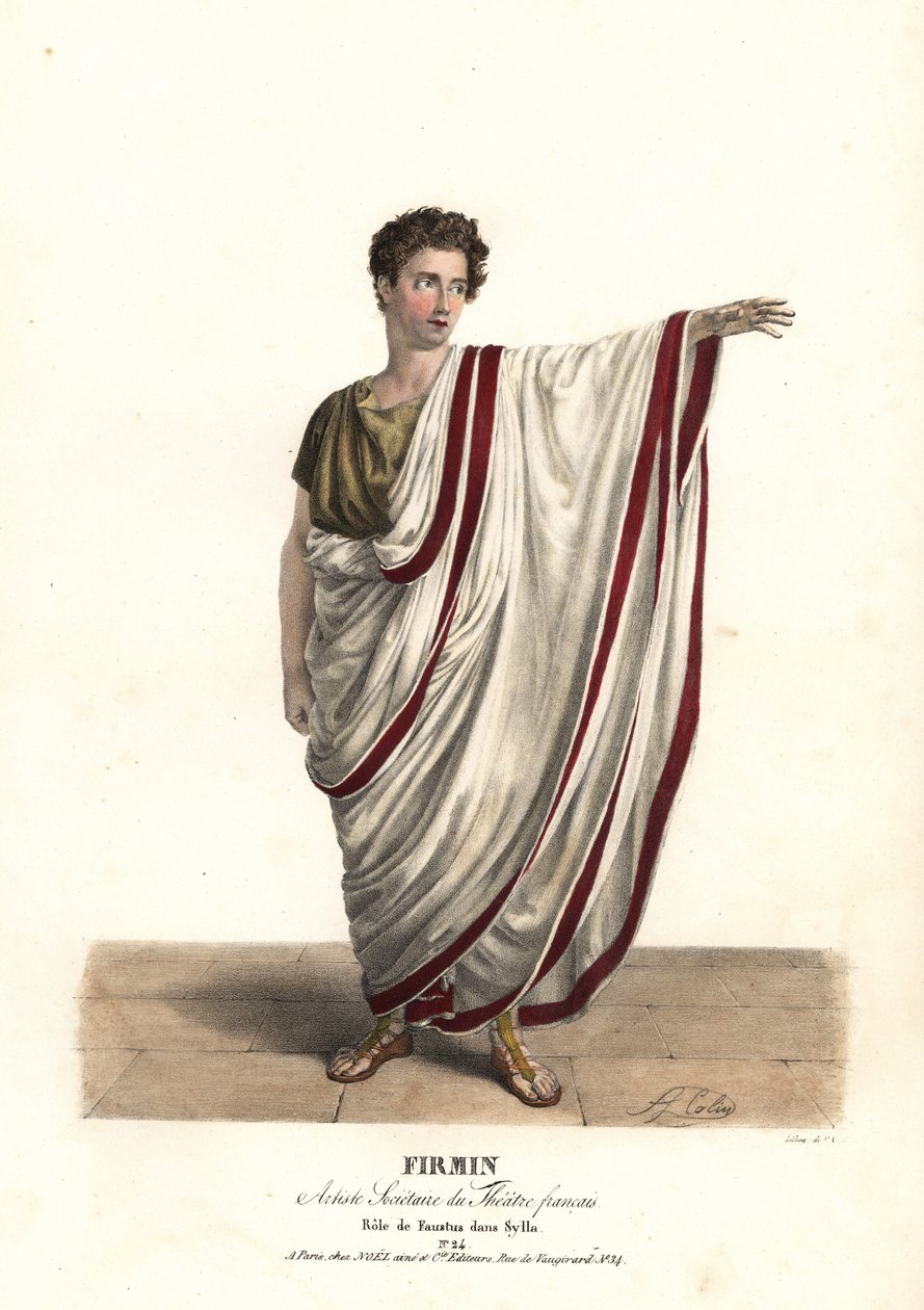 Jean-Baptiste Firmin jako Faustus v tragédii Sylla Victora Josepha Etienne de Jouy, Theater Francais od Alexandre Marie Colin