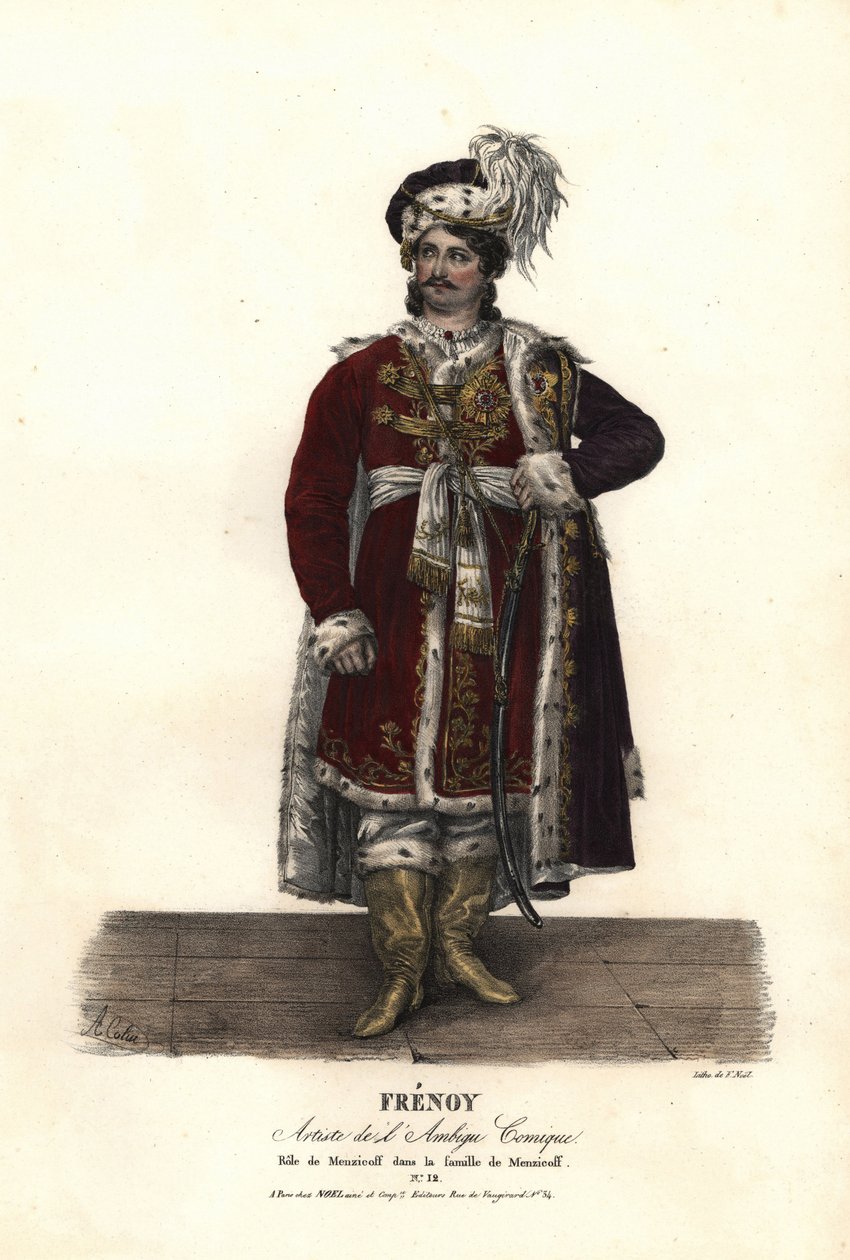 Jean Audeville Fresnoy jako Menzicoff v La Famille de Menzicoff od J-J-M Duperche, Ambigu Comique od Alexandre Marie Colin