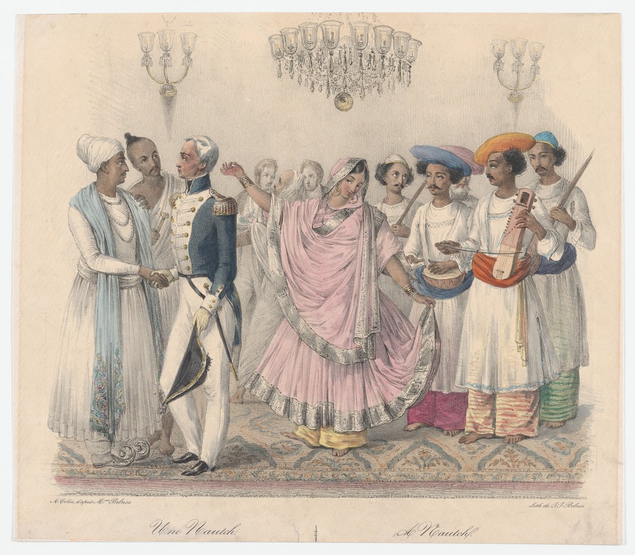 Une Nautch, z dvaceti čtyř desek ilustrujících hinduistické a evropské způsoby v Bengálsku,..., 1832 od Alexandre Marie Colin