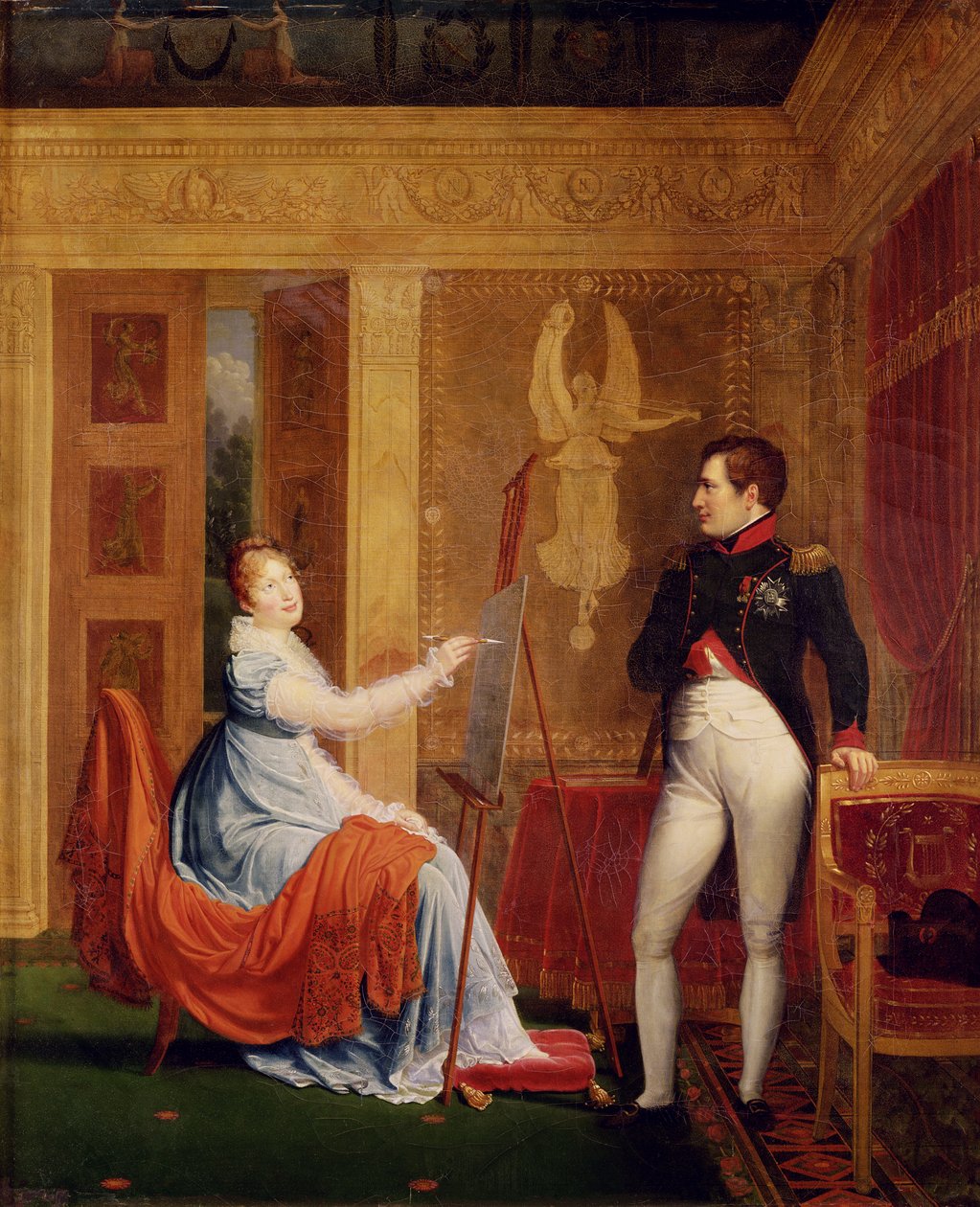 Marie Louise (1791-1847) z Habsburska Lotrinsko maluje portrét Napoleona I. (1769-1821) od Alexandre Menjaud