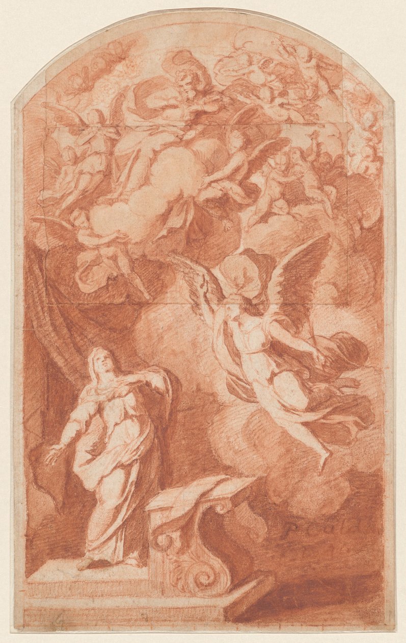 Zvěstování, asi 1690 (červená křída) od Alexandre Ubeleski