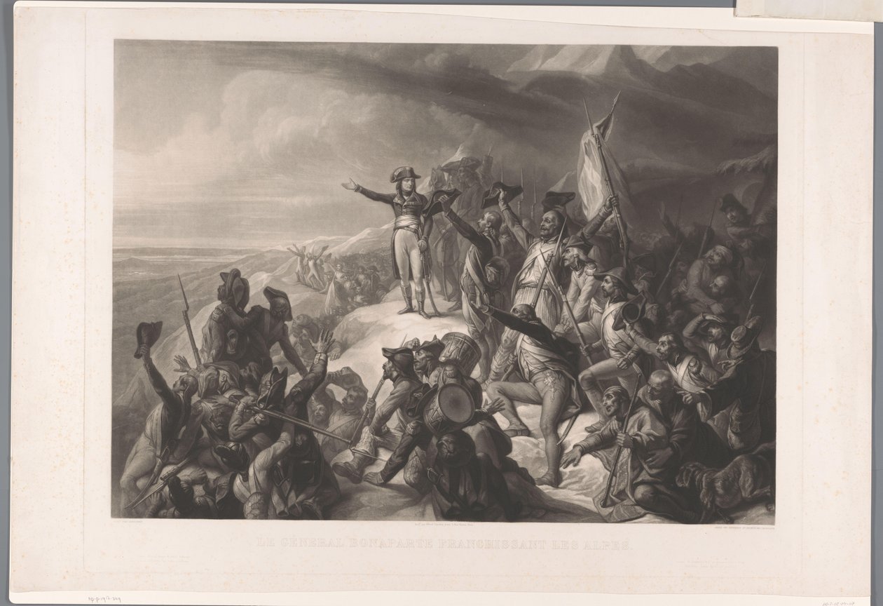 Napoleon Bonapartes překročil de Alpen Generál Bonaparte překračující Alpy (titul na předmětu) od Alexandre Vincent Sixdeniers