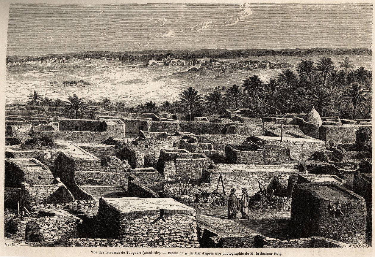 Pohled na terasy Tougourtu (Oued Rir) od Alexandre de (after) Bar