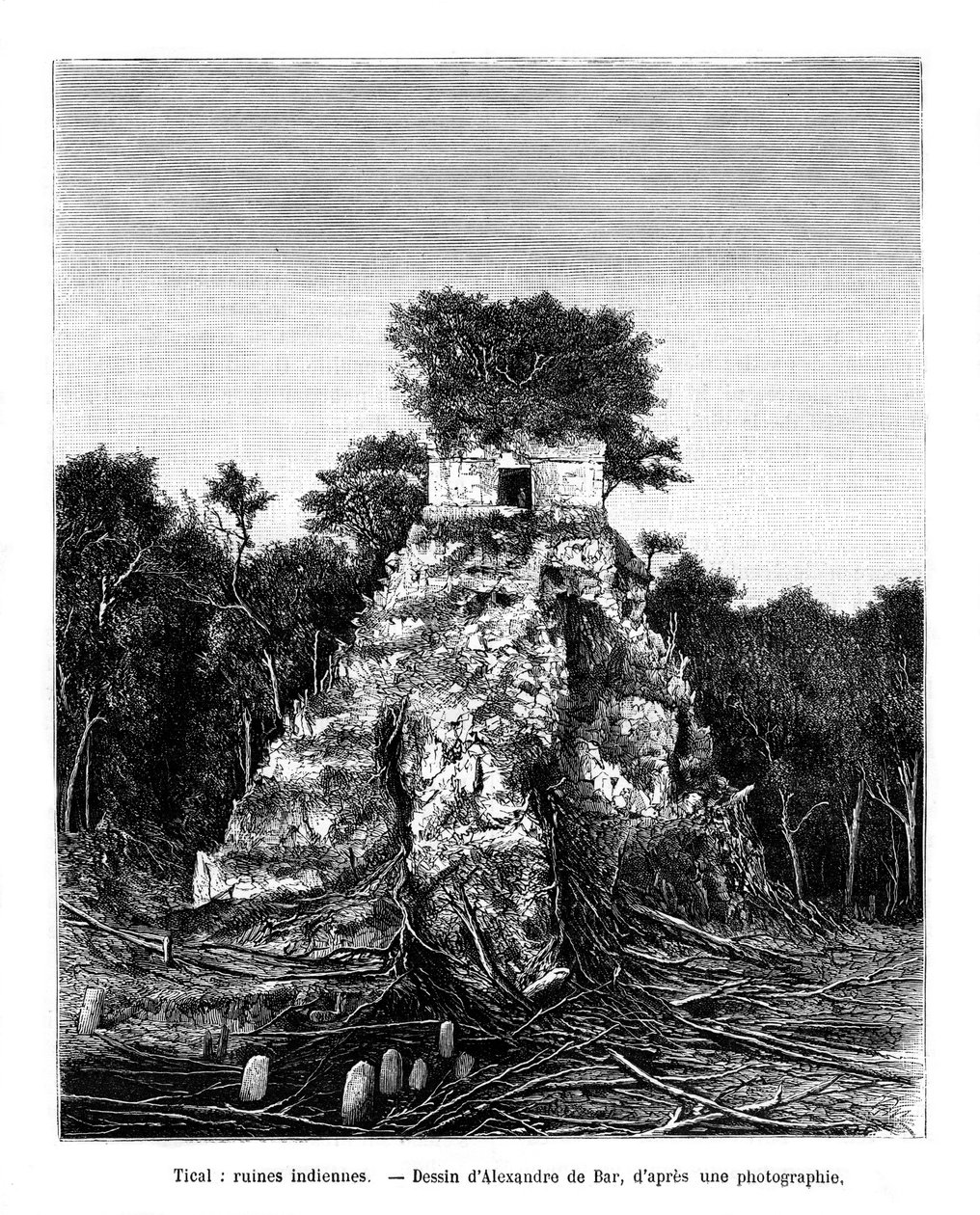 Mayské ruiny, Tikal, Guatemala, 19. století od Alexandre de Bar
