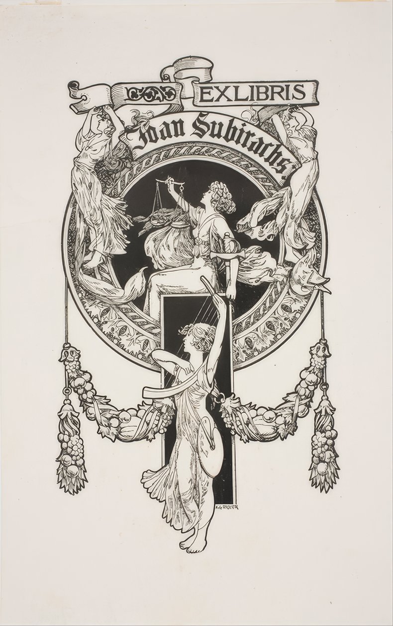 Knižní štítek Joan Subirachsové od Alexandre de Riquer