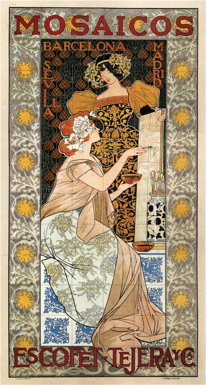 Reklamní plakát Mosaics Escofet-Tejera, 1900 od Alexandre de Riquer