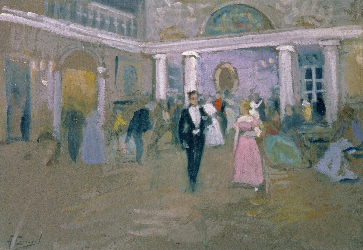 Ples v Larins, ilustrace k ‚Eugene Onegin‘, od Alexandra Puškina (1799-1837), 1911 od Alexei Steipanovitch Stepanov