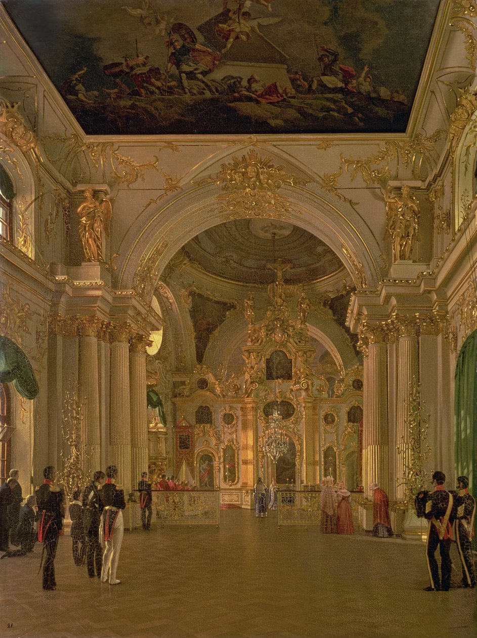Interiér Velkého kostela v Zimním paláci, 1829 od Alexei Vasilievich Tyranov