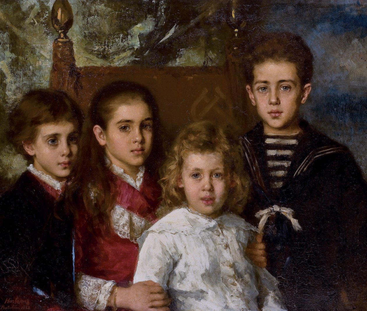 Portrét dětí Paula Pavloviče Demidoffa, druhého prince ze San Donato 1839-1885, Avrora, A od Alexei Alexeyevich Harlamov