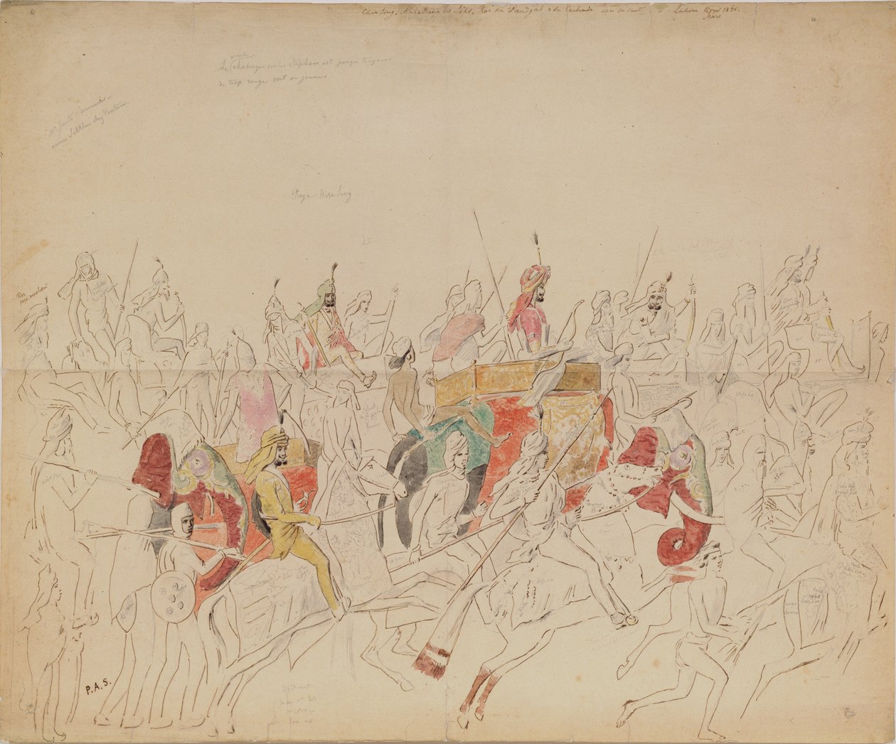 Maharaja Sher Singh z Paňdžábu a jeho dvůr, 1846 od Alexei Dmitriyevich Saltykov