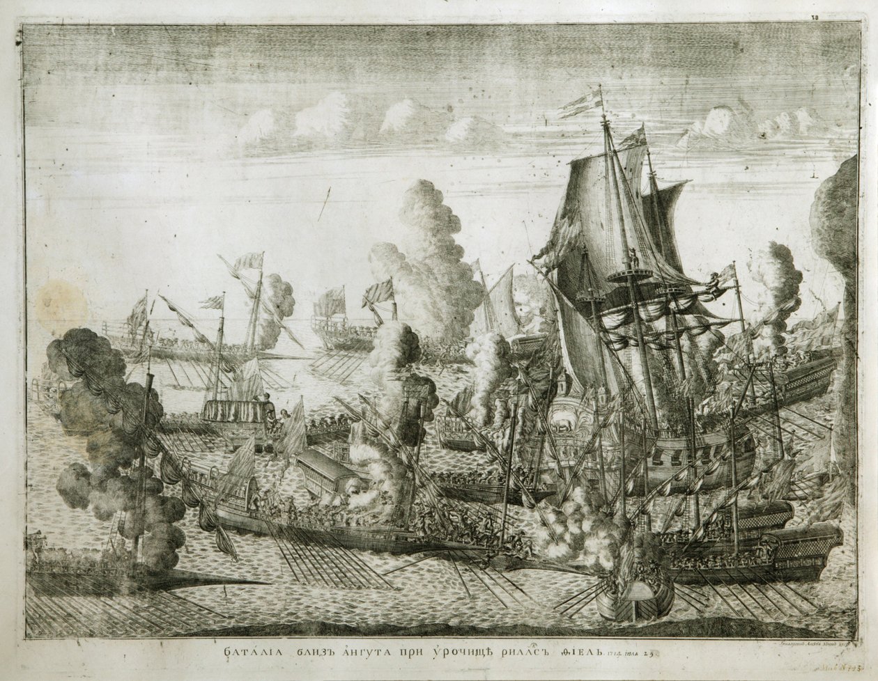 Námořní bitva u Gangutu 27. července 1714 1715 od Alexei Fyodorovich Zubov