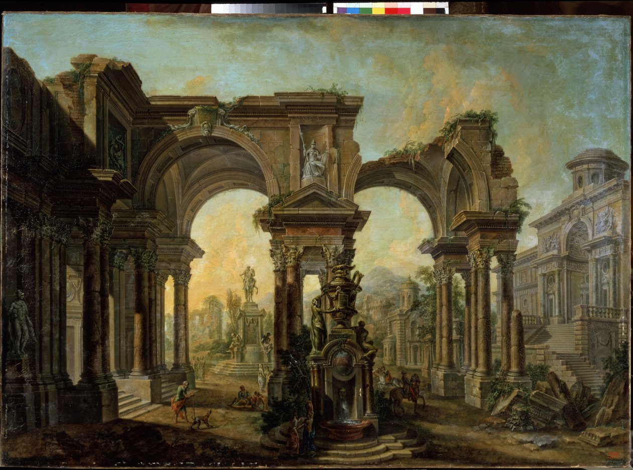 Architektonický pohled. Obraz Alexeje Ivanoviče Belského (1730-1796). Olej na plátně od Alexei Ivanovich Belsky