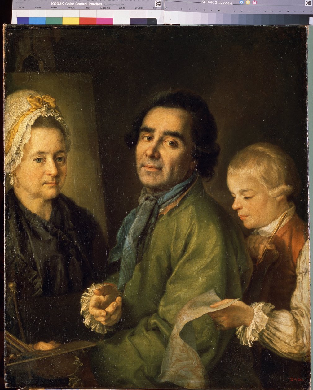 Portrét umělce Alexeje P.Antropova (1716-1795) se synem (Portrét umělce Alexeje P.Antropova se synem). Obraz Petro Semjonovič Drozhdin (1745-1805), olej na plátně od Alexei Petrovich Antropov