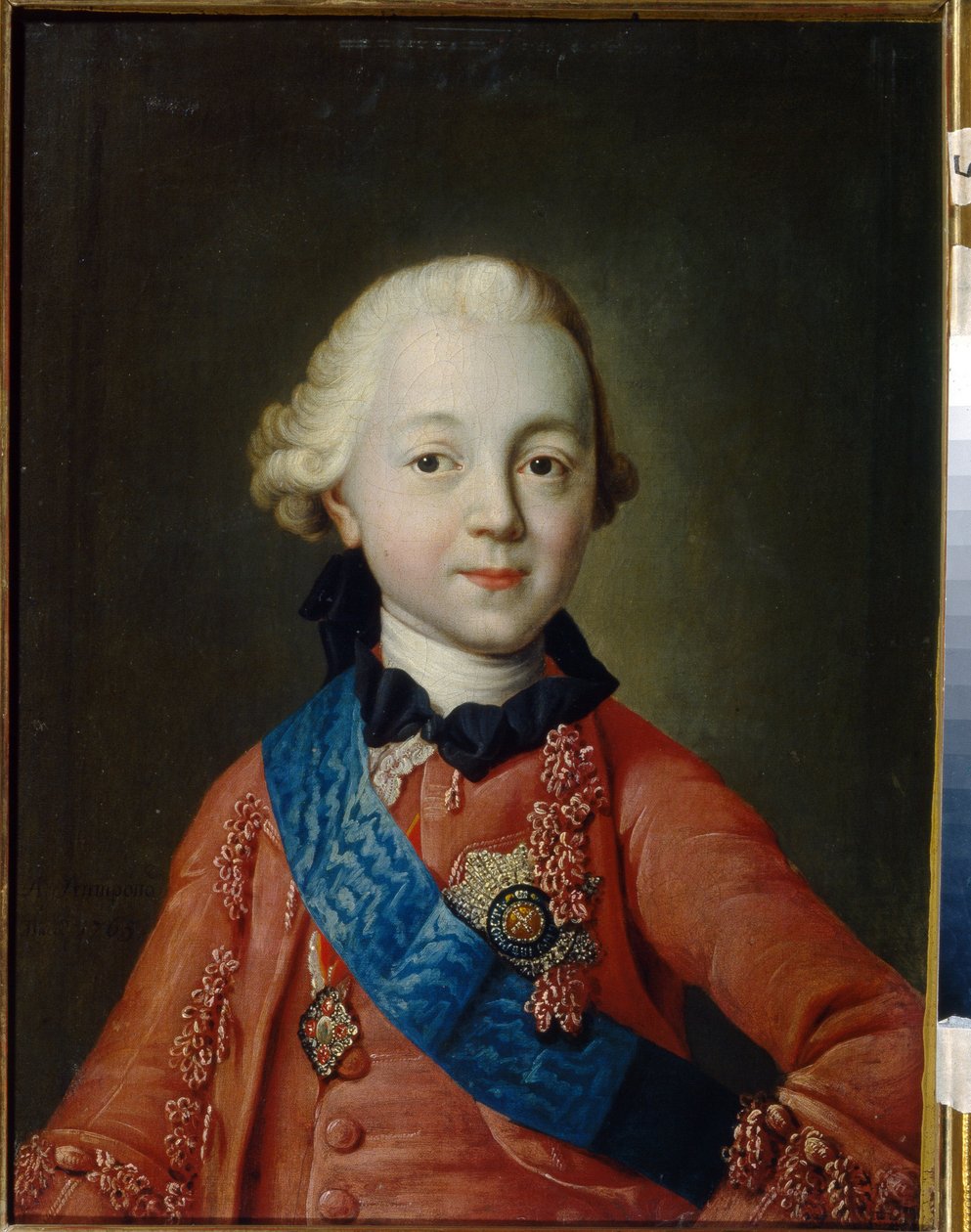 Portrét velkovévody Pavla Petroviče Romanova (1754-1801) v dětství. Stane se ruským carem pod jménem Pavel I. (Portrét velkovévody Pavla Petroviče jako dítěte). Obraz Alexeje Petroviče Antropova (1716-1795) od Alexei Petrovich Antropov