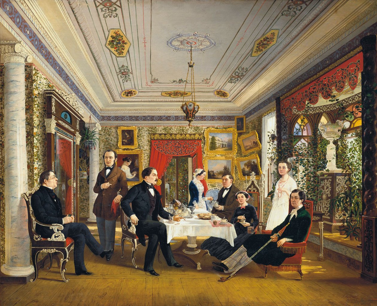 U čajového stolu, 1851. od Alexei Yakovlevich Voloskov