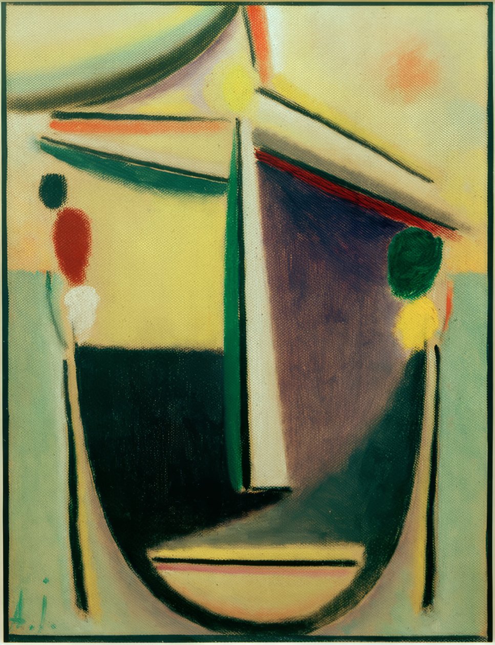 Abstraktní hlava: černo-žluto-fialová od Alexej von Jawlensky
